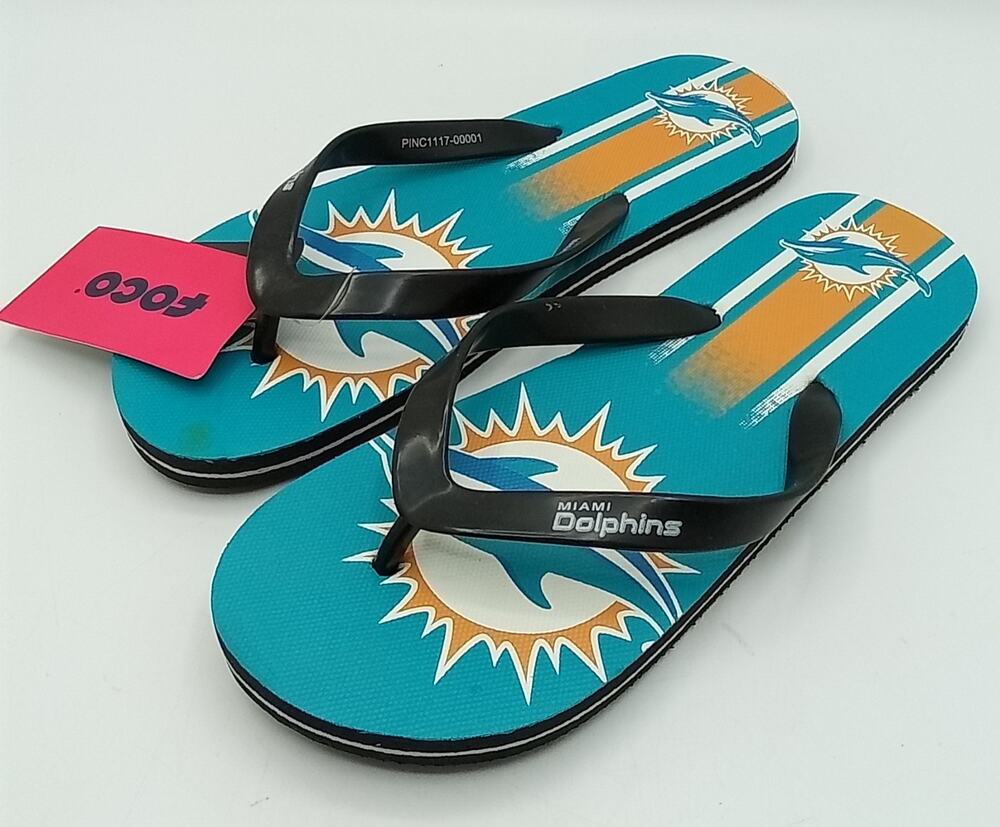 Miami Dolphins NFL Foco Logo Flip-Flops Adult M (7-8)
